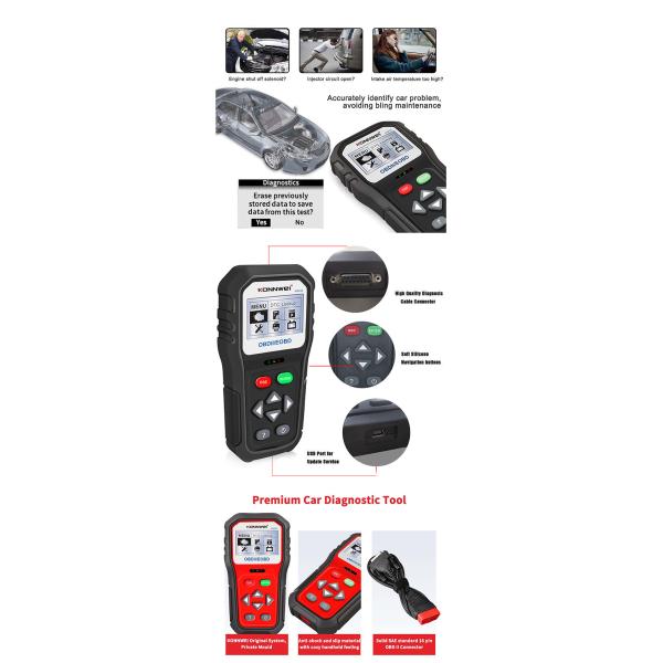 Portable Eobd Obd2 Obdii Car Scanner Diagnostic Live Data Code Reader Compatible With OBD2 And CAN Vehicles