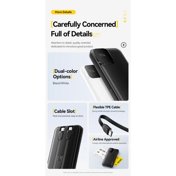 ESSAGER ES-D023 22.5W Digital Portable 20000mAh Power Bank with Cable