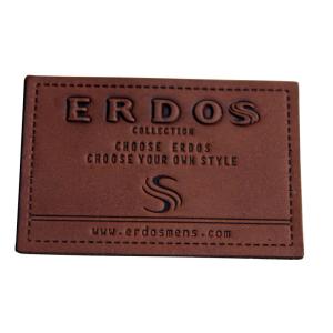 PU Embossed Leather Patches Nickel Free Plating custom embossed labels