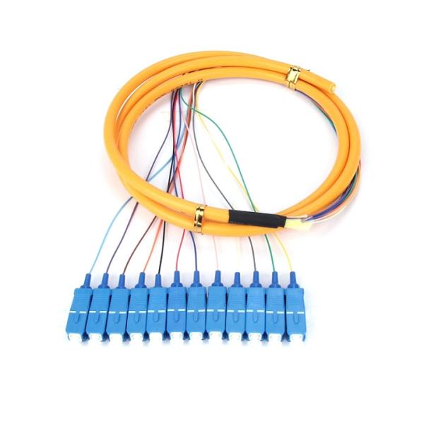 12 Cores Fan Out Fiber Optic Pigtail Waterproof , SC PC Pigtail For Couples