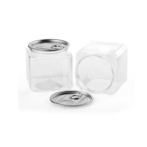 Recyclable PET Packaging Can Clear Plastic Easy Open Lid Cylinder Jar
