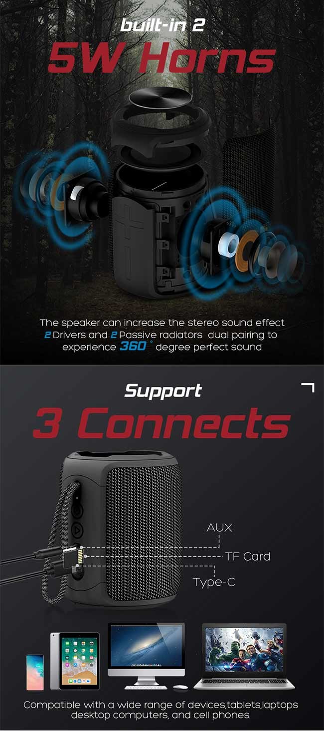 16W Bluetooth Outdoor Speakers With TWS Function And Hands Free Calling