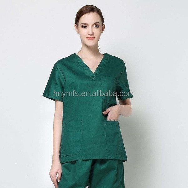 factory custom logo solid color made in china cheap medical hospital nursing beauty uniforms scrubs set