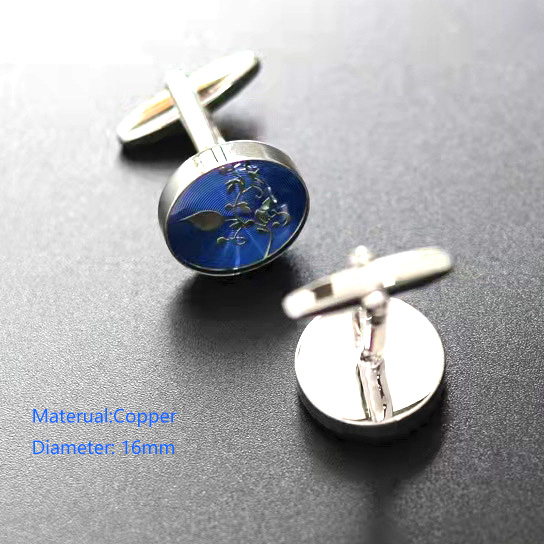 Crystal Blue Diamond Cufflinks , Button Cufflinks For Shirts Copper Material