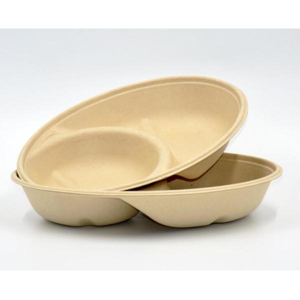 950ml 2 compartments Biodegradable Straw pulp food containers for fruit salad pasta trays