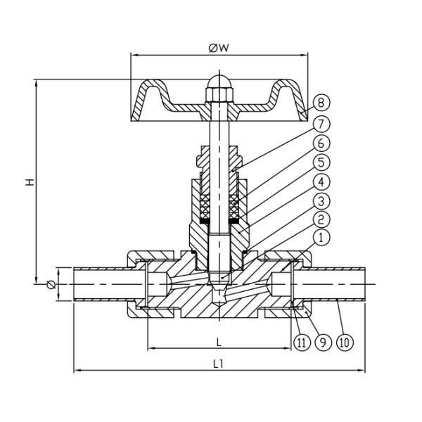 Stainless Steel COMPRESSION TUBE, CPI Needle Valve 1/4" 5000PSI