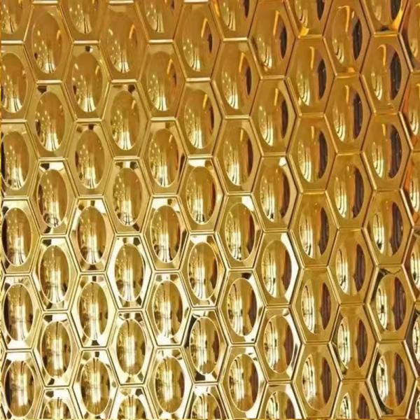 Customized 304 ss steel plate 2b/ba/no.4/hL fininsh gold embossed stainless steel sheets