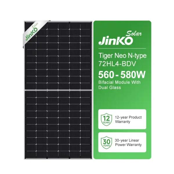 Jinko Pv Module Bifacial Tiger Solar Panel High Efficiency JKM575N-72HL4-BDV Monocrystalline