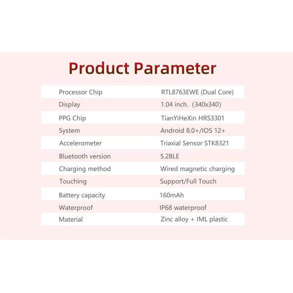 DM75 Ladies Smart Watch Ultra Thin Body 1.04 Inch Massive Exercise Modes Music Player