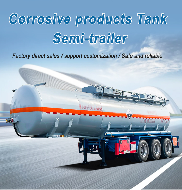 3 axles Large Tank Semi Trailer For Dangerous Chemical Liquid Transport 32T Max Payload