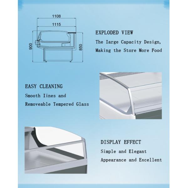Customized 1875mm Length Meat Display Case , 380L Food Display Cooler Refrigerator
