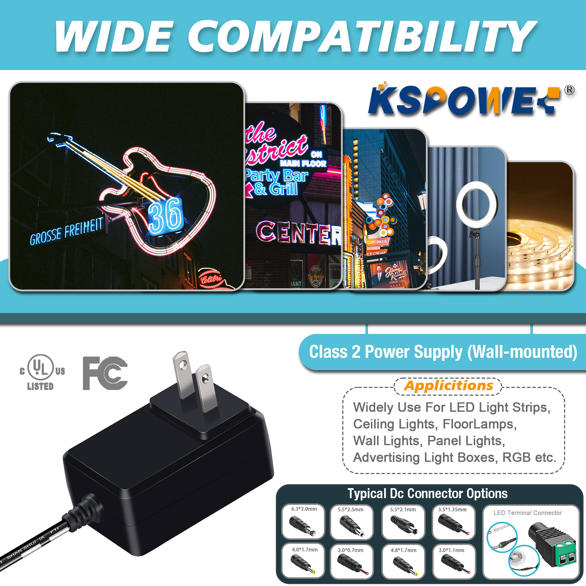 75*40*30mm Wall Power Adapter Customizable 12V 2A Switching Power Adaptor For LED Light