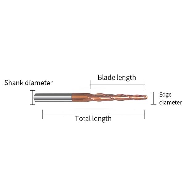 YingBa HRC55 Coated CNC Wood Carving Cutter 2Flute Spiral Taper Ball Nose 1/8 Shank Carbide Milling Cutter Bit for Wood Carving