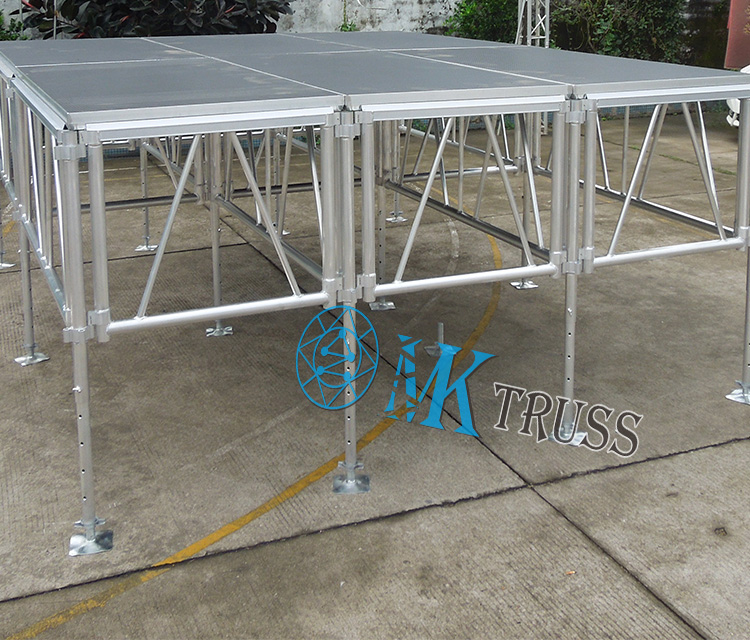Assembly 4'x8' Adjustable Event Stage Platform with Black and Customized Design