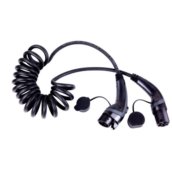 TPU Coiled EV Type 1 Type 2 Charging Cable 2000V Isolated Ground