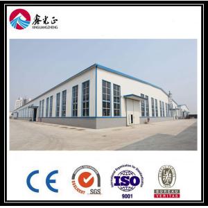China Sloping Roof Warehouse Prefabricated Buildings Recyclable Steel Frame Workshop on sale