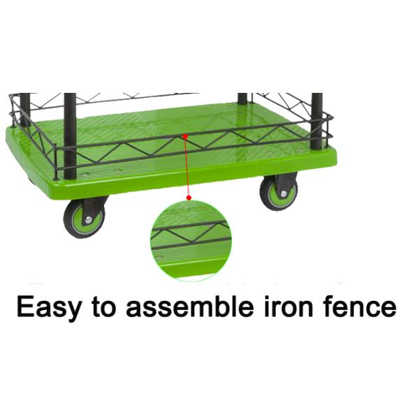 330kg Double Armrest 3 Tier Rolling Cart With 4 Silent Inflatable Caters