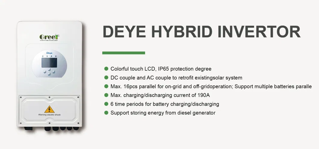 8-10Kw LCD Hybrid Solar System with 110/220V Output Voltage 5kW Backup Power Cool White Color.