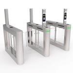 Brushless Face Recognition Turnstile LCD Screen , Bi-Directional Flap Barrier