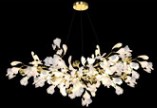 Ceramic Ginkgo Leaf Pendant Chandelier Lights Adjustable Suspended Line