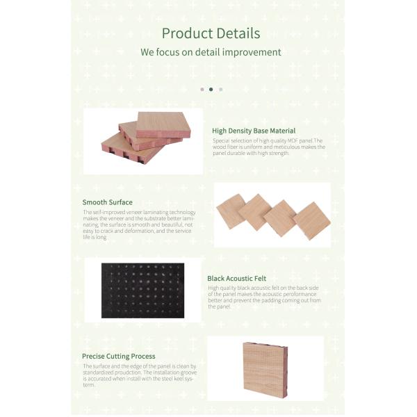 Customizable Micro-perforated Acoustic Fiber Wall Panel with Solid Wood Core Material