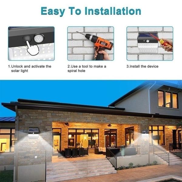 Super Bright 5000K 208 Led Solar Light / DC6V Solar Powered Motion Sensor Security Light