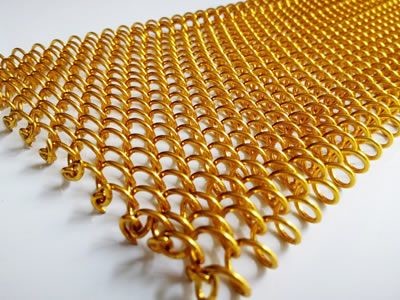 Wooden Metal Coil Drapery Anodized Finish Wire Mesh Curtain