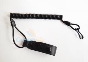 Buy cheap Leather Belt Loop Tactical Pistol Lanyard Coiled Customized Full Extension product