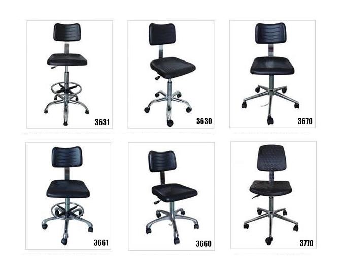 Black ESD Lab Chairs Polyurethane Material w/Footring Five Star Polished Aluminum Base