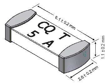 Withstand Inrush CQ24LT 002 6.1x2.6mm Ceramic Time Lag Chip Fuse 2A 350V 6125 For LED Lighting Overcurrent Protection