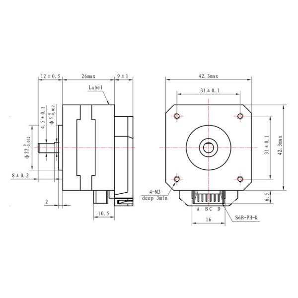 42×42×26mm Stepper Motor With Encoder 1.5A NEMA 17 For CNC Accessory