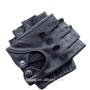 China High quality genuine leather driving gloves half finger leather gloves on sale