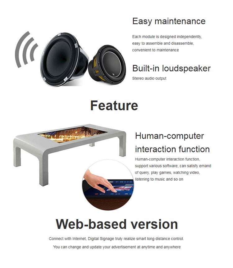 55 Inch 4K Resolution Interactive Touch Table with 32GB Storage