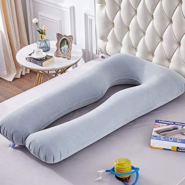 LC Flocked PVC Soft Inflatable Pregnancy Pillows U Shaped Full Body Maternity Pillow Inflatable Pregnancy Pillows for Sleeping