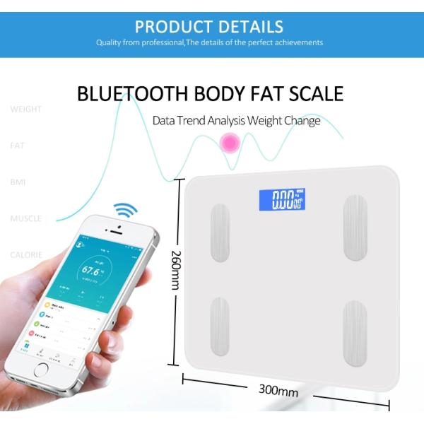 Auto Off Smart Bluetooth Body Fat Weight Scale