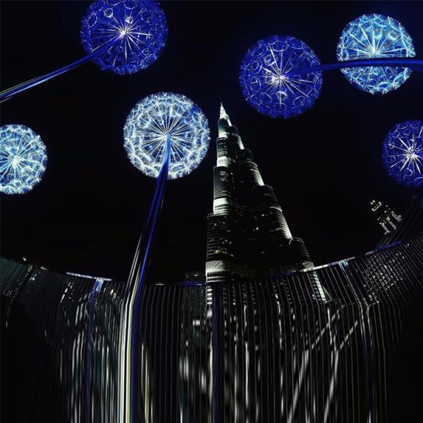 Professional Manufacturer Electroplate Dandelion Shape Modern Stainless Steel Sculpture