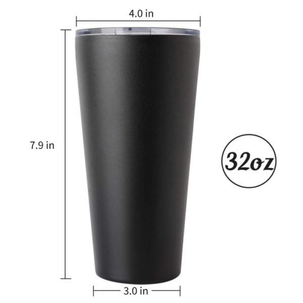 Commercial Black Long Stainless Steel Tumbler 32oz Stainless Steel Coffee Mugs