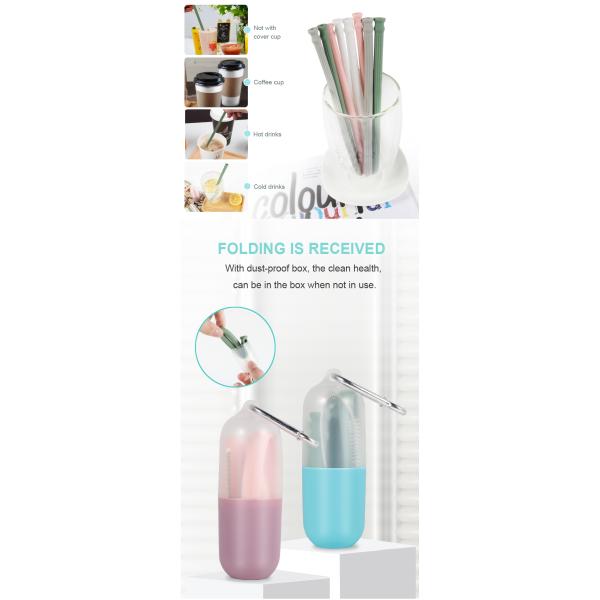 FDA Silicone Kitchen Product Collapsible Silicone Drinking Straw