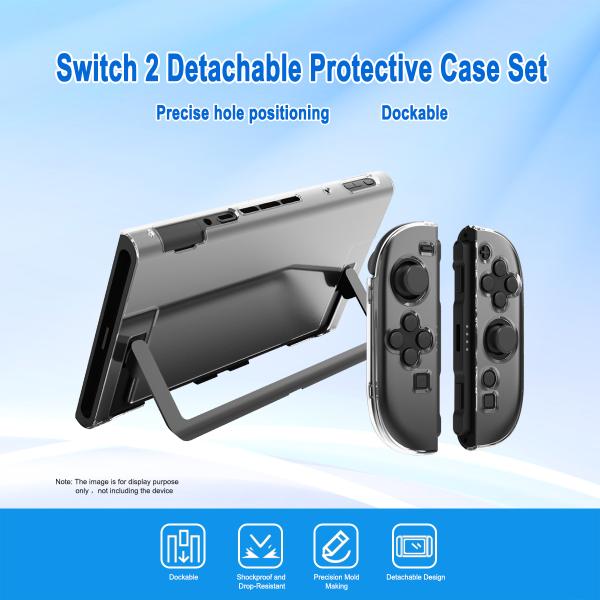 Detachable PC Left & Right Joy-con + Dockable Middle Frame Protective Cover Case Kit for Nintendo Switch 2