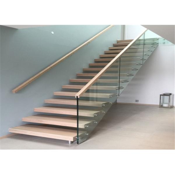 Luxury Modern Style Floating Timber Stairs Humanized Design , No Support Underneath