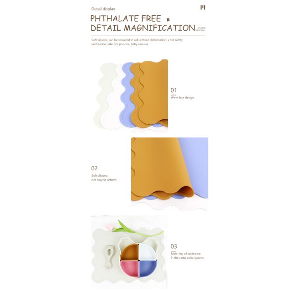 Custom Pantone Color Kids Silicone Placemat For Toddler Dinning Feeding