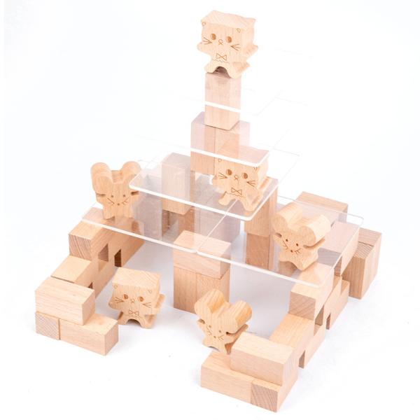 Children'S Stacked Solid Pine Wooden Building Block