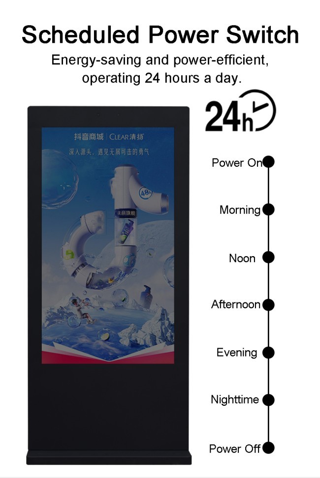 75 inch Full Screen Floor Standing Advertising Display Standing player with 4K Ultra HD Resolution and Aluminum Alloy Frame