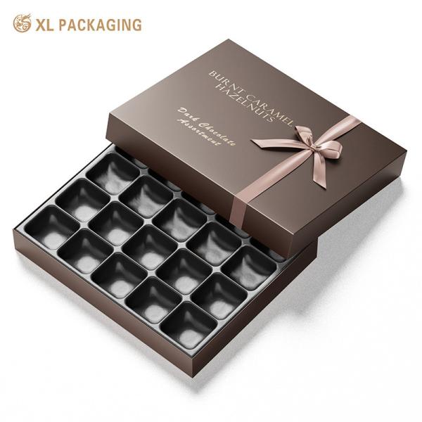 XL Packaging Custom Luxury Boxes Simple Red or Black Customized Chocolate Rigid Gift Boxes with Paper Insert and Ribbon Bow