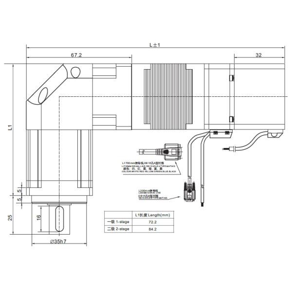 NEMA17 42mm 2phase closed loop stepper motor with right-angle planetary gearbox and permanent magnet brake