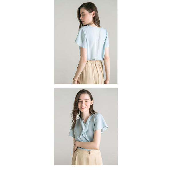 V Neck Short Sleeve Summer Blouse