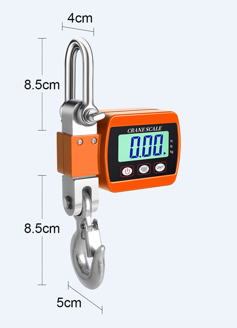 Blue Orange Alloy Steel Portable Crane Scale 500kg Hanging Weighing Scale with Customizable Function and Zero Setting