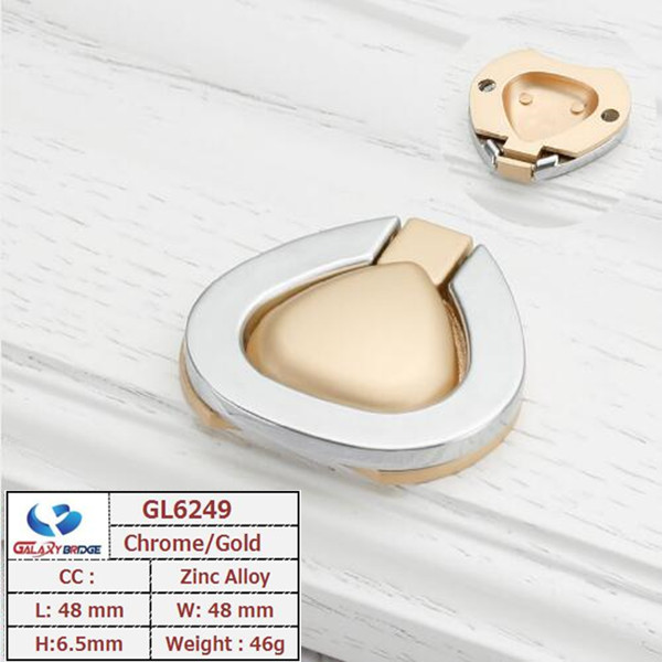 Brush Brass Hidden Drawer Pulls Kitchen Cabinet Knobs / Closet Square ring Pulls Furniture Fittings
