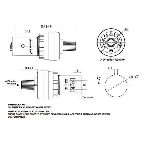 La42dwq 22 10k Industrial Rotary Potentiometer Frequency Conversion Speed Potentiometer