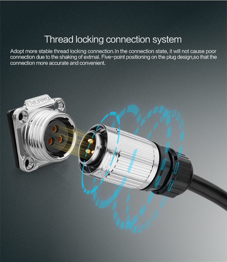 CNLINKO M20 4 pin waterproof connector Outdoor 4 Pin Circular Plug Socket ip67 waterproof connector